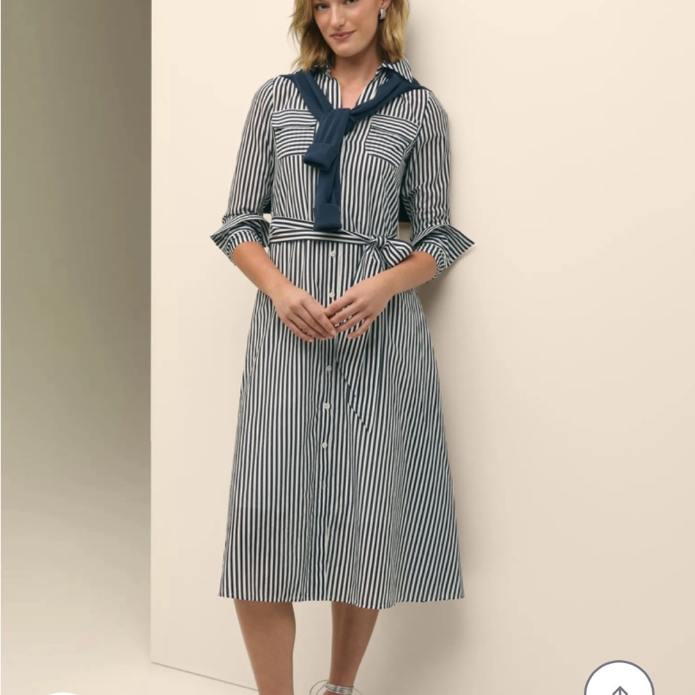 Brooks Brothers Blue and White Striped Maxi Dress